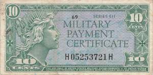 USA MPC Series 611 p.M51 10 Cents 1964 F